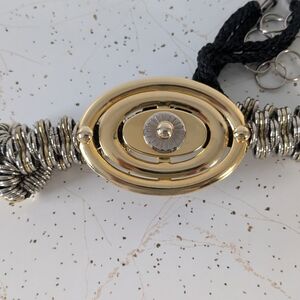American Vintage Gold and Silver Belt with Geometric Design